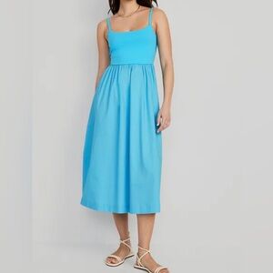 Old Navy Sky Blue fit and Flare Tank Top Midi Dress